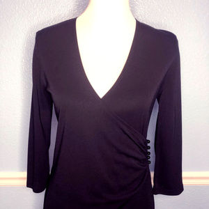 wrap dress midi long sleeve lbd sexy v neck XL 14
